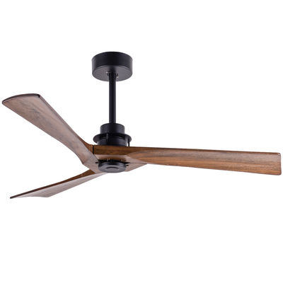Ventilador de techo de madera de 3 cuchillas decorado con luz y control remoto