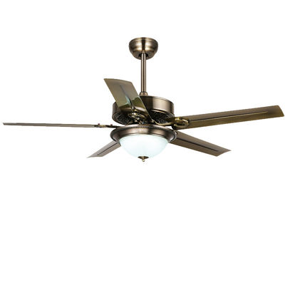 Ventilador de techo moderno de estilo europeo con luz LED Villa AC DC 5 cuchillas de hierro