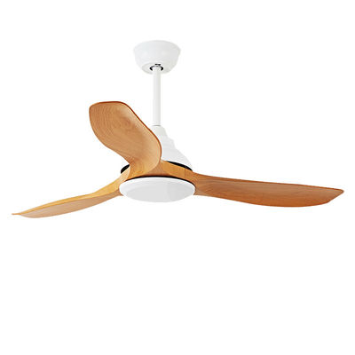 Ventiladores de sala de estar de 52 pulgadas Ventilador de techo LED moderno ABS hojas marrón