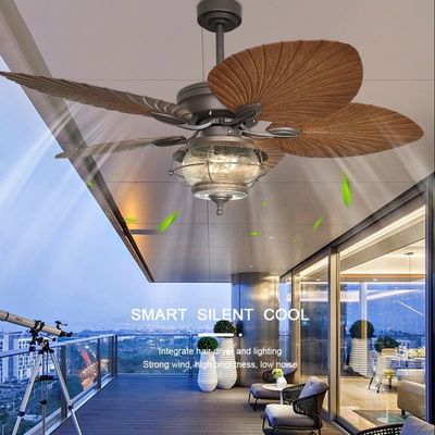 Ventilador de techo a prueba de agua de 52 pulgadas con luz 5 cuchillas ABS Ventilador de techo a prueba de clima