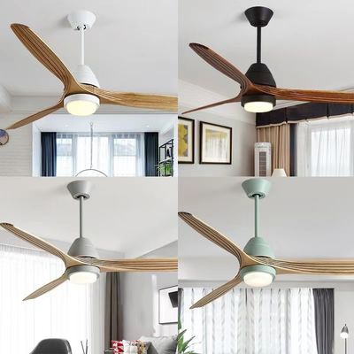 Ventilador de techo de madera sólida LED 20W Ventilador de techo de hélice de madera