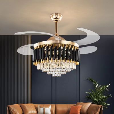 52 pulgadas de LED 20W moderno retráctil DC motor ventilador de techo con luz