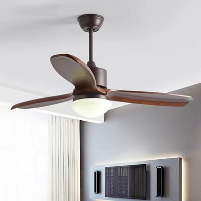 Ventilador de techo de madera de 52 pulgadas LED de 3 cuchillas Ventilador de techo de madera de motor DC