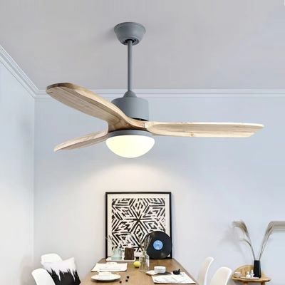 Ventilador de techo de madera de 52 pulgadas LED de 3 cuchillas Ventilador de techo de madera de motor DC