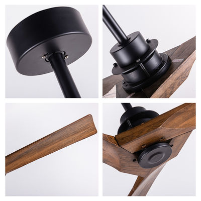 Ventilador de techo de madera de 3 cuchillas decorado con luz y control remoto