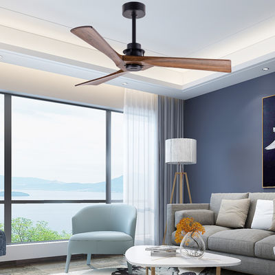 Ventilador de techo de madera de 3 cuchillas decorado con luz y control remoto