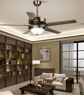 Ventilador de techo moderno de estilo europeo con luz LED Villa AC DC 5 cuchillas de hierro