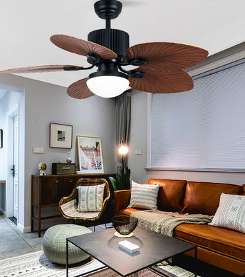 Las cuchillas de ABS modernos ventiladores de techo con luz de 52 pulgadas negro y marrón