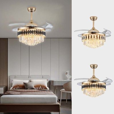 52 DC ventilador de techo plegable con lámpara de luz con ventilador oculto