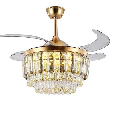 52 &quot;Lantero retráctil ventilador de techo plegable con oro claro