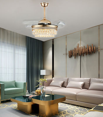 52 &quot;Lantero retráctil ventilador de techo plegable con oro claro