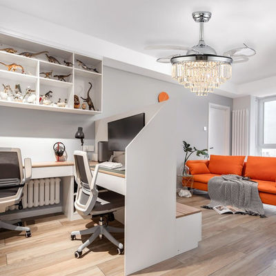 Ventilador de techo plegable de interior de plata con luz para el dormitorio