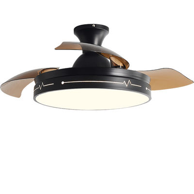 Ventilador de techo plegable decorativo con control remoto ligero Negro marrón