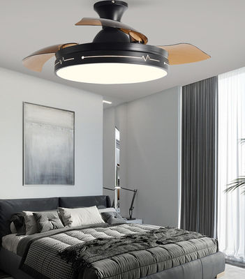 Ventilador de techo plegable decorativo con control remoto ligero Negro marrón