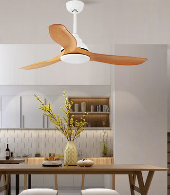 Ventiladores de sala de estar de 52 pulgadas Ventilador de techo LED moderno ABS hojas marrón