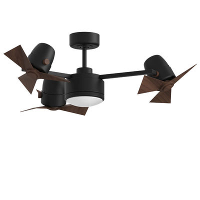 Ventilador de techo plegable de tres cabezas negro con lámparas ligeras y retráctiles